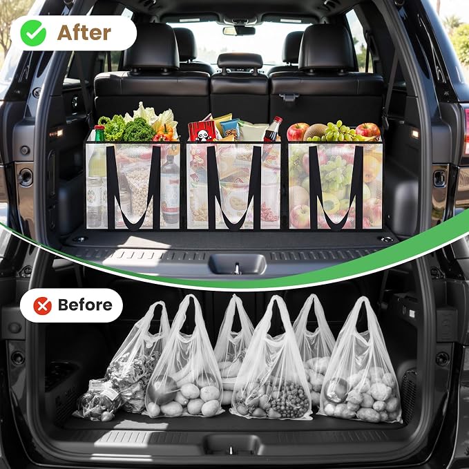 Reusable Grocery Bags, Clear Shopping Bags, 10 Pack, 42L | Heavy-duty, 66-lb capacity, reinforced handles, stands upright, foldable, water-resistant, wipe-clean, visible contents - Image 6