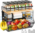 3-Tier Magnetic Shelf for Fridge with Divider & Bamboo Top, Fruit Basket Potato and Onion Storage Bins, Kitchen Large Container Magnetic Spice Rack for Refrigerator, Kitchen Counter, Fridge Organizer by NRSVIAH