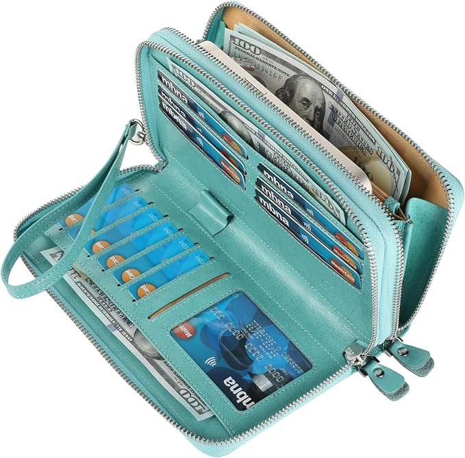 Small Compact Women Wallet RFID Blocking Genuine Leather Bifold Purse with ID Windows - Image 2