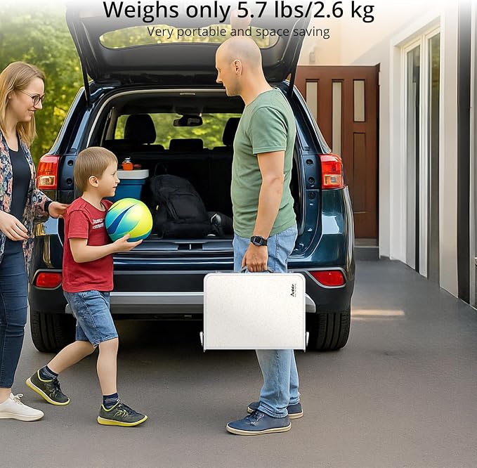 Anbte Folding Camping Table, 24"X 16" Adjustable Height Small Folding Table | Aluminum, with Carrying Handle, Lightweight, Portable Camping Table for Outdoor Indoor Picnic Beach BBQ Grill Patio (Silver) - Image 2