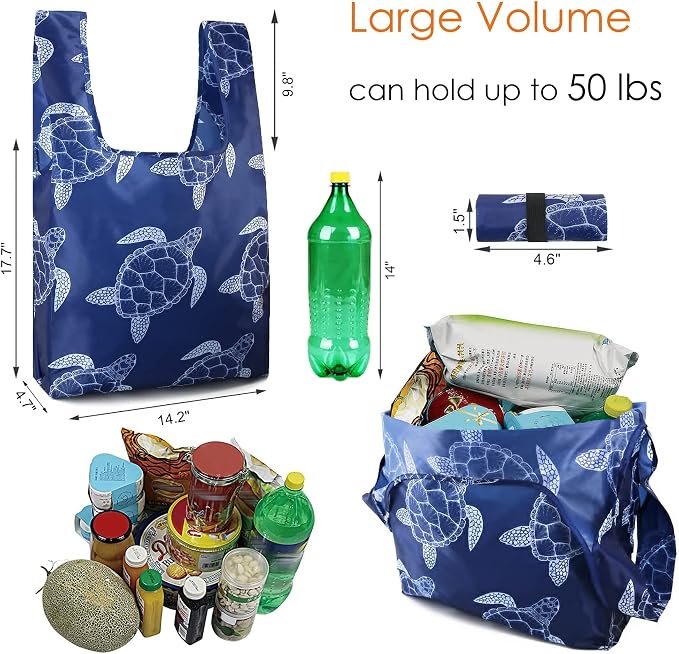 BeeGreen Reusable Grocery Bags Foldable 12 Pack Large Cute Totes - Heavy Duty Washable Holiday Cloth Gifts Bag with Handles, Reusable Gift Bulk Shopping Bags for Groceries for Women Animal Lover​ - Image 4