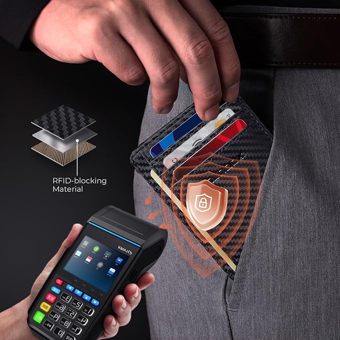 RUNBOX Slim Wallet for Men and Women, RFID Blocking Leather Card Holder | Minimalist 8-slot design fits IDs and credit cards in a thin profile for front pockets, purses, pants and travel - Image 4