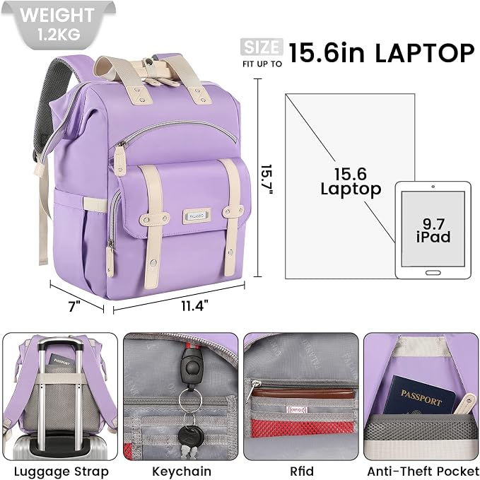 FALANKO Laptop backpack for Women, Computer Backpack Fits 15.6Inch Laptop with RFID Water Resistant Teacher work nurse Doctor - Image 6