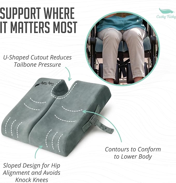 Premium Foldable Wheelchair Cushion - for Relief of Lower Back, Sciatic, Butt and Tailbone Pain - for Home & Office Use, Perfect for Travel or Driving - Gray Coccyx Seat Cushion - Image 6