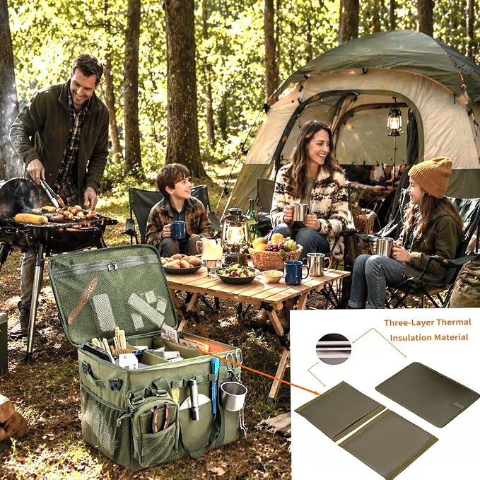 40L Tactical Camping Storage Bag, 600D Waterproof Foldable Camping Box | camping storage bag with removable dividers, outdoor Foldable Organizer Modular gear kitchen box & trunk organizer & fishing - Image 4