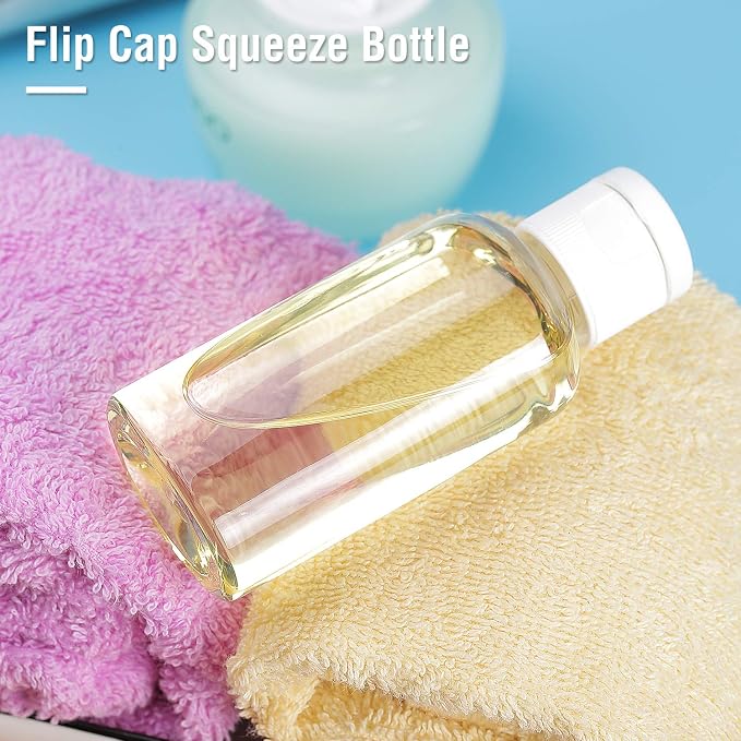 MMonDod 25 Pack 1.7oz/50ml Plastic Empty Bottles, Clear Travel Size Bottles | Travel containers with flip cap, squeezable refillable toiletry bottles for liquid use - Image 8