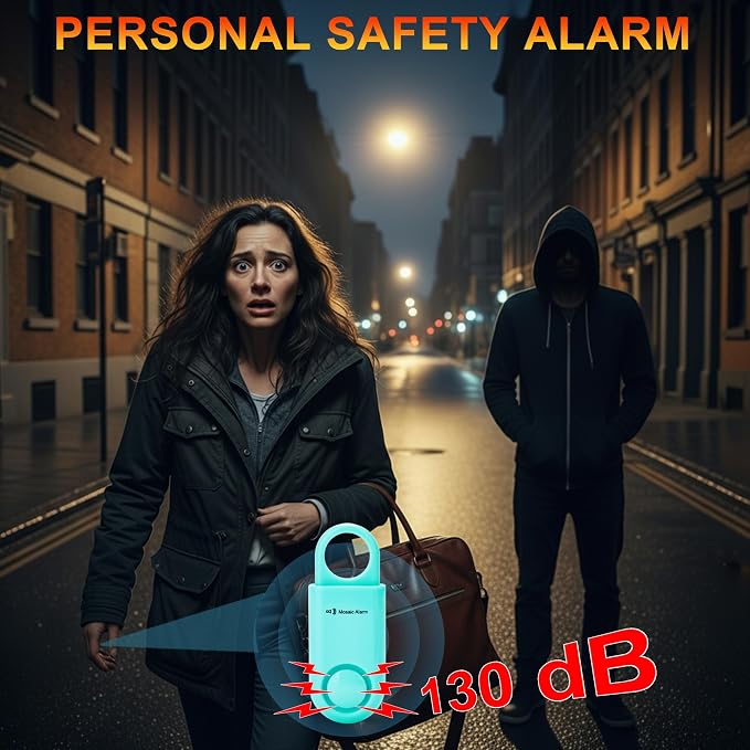 2 Pack Personal Safety Alarm Replaceable Battery | Ultra-Lightweight (0.8 oz) Keychain Siren for Women, Student, Children, Night Runner. SOS Emergency 130db Loud Hiking Alert Bulky-Free. Aqua - Image 2
