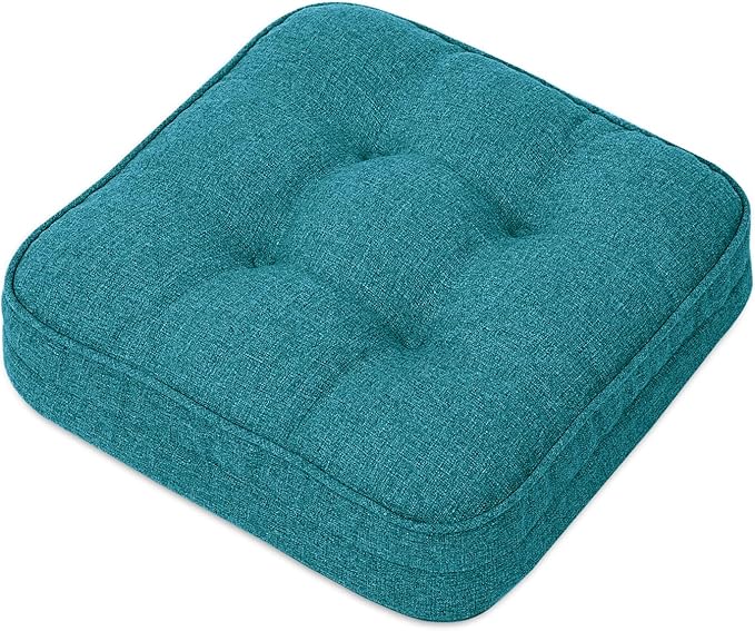 GOFORIT Memory Foam Cushion，Square Seat Cushions for Dining Chairs,Non-Slip Chair Pads with Removable Cover, 16'' x 16'', Blue by Unknown