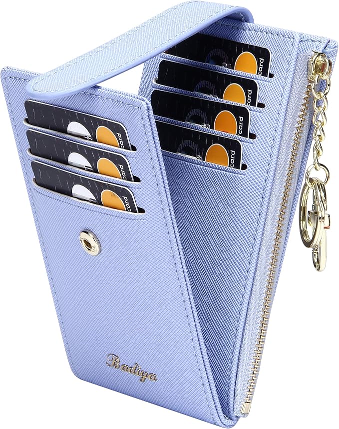 Badiya Slim Women Wallet RFID Blocking Bifold Compact 9 Card Slots Holder Wallets Soft Leather with Zipper Coin Pocket 2 ID Window by Badiya