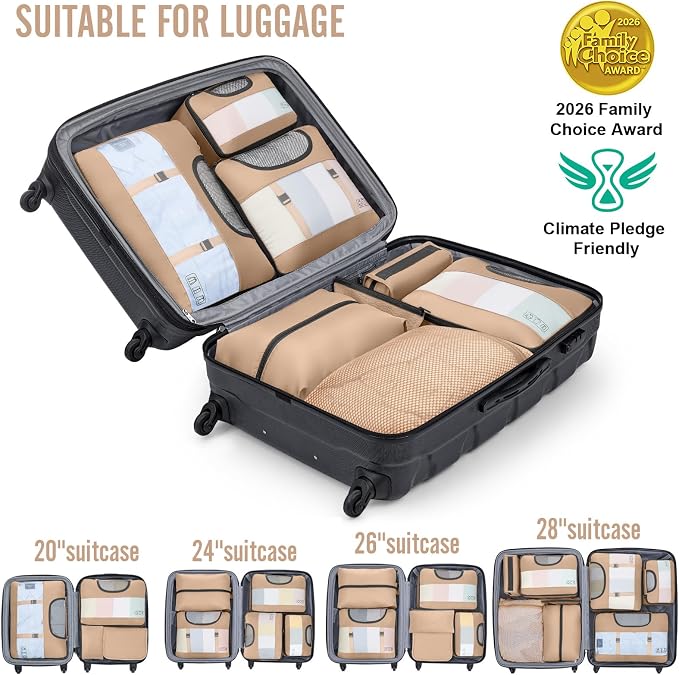 Veken 8 Set Packing Cubes for Travel Essentials, Suitcase Organizer Bags in 4 Sizes, Carry-On Luggage Accessories with Laundry Bag, Airplane Must Have with 99-Count Mesh Holes - Image 6