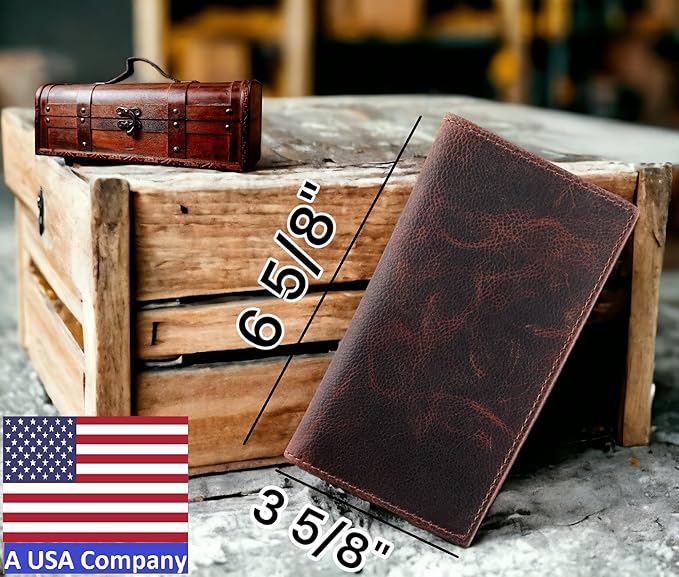 F&L CLASSIC Men's RFID Vintage Look Genuine Leather Long Bifold Wallet Checkbook Wallets,hard wax crunch,240-52 - Image 4