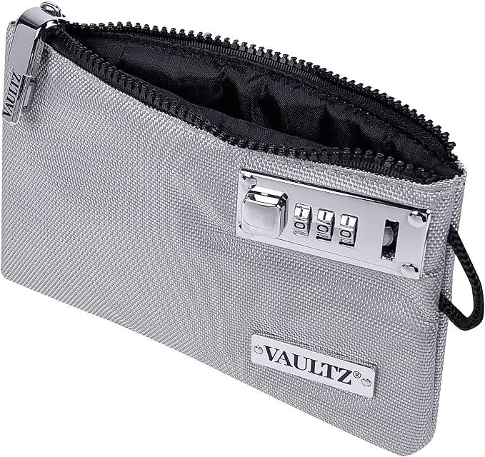Vaultz Money Bag with Lock - 5 x 8 Inches, Men & Women's Locking Accessories Pouch for Cash, Bank Deposits, Wallet, Medicine, Phone and Credit Cards - Gray | Zippered pouch secures cash, cards, phone and valuables, portable size fits easily into a purs... - Image 3