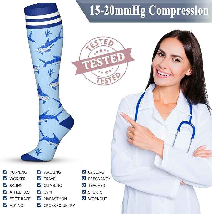 QUXIANG Copper Compression Socks for Women & Men Circulation (8 Pairs) - Best for Running Athletic Cycling - 15-20 mmHg - Image 5