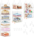 6 Tier Extended Depth Hanging Closet Organizer, Closet Storage Hanging Shelves with Hanging Hooks for Clothes Sweaters Towels Handbags, Stackable Metal Mesh Bins For Closet, Laundry, Bathroom, Dorm by X-cosrack