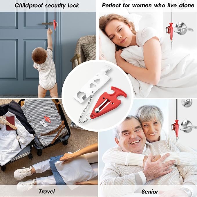 Portable Door Lock, Hotel Travel Door Lock Security for Home and Travel | Hotel Safety Device for Door Security, Portable Lock for Hotel Room, Apartment, College Dorm and Travel - Image 8