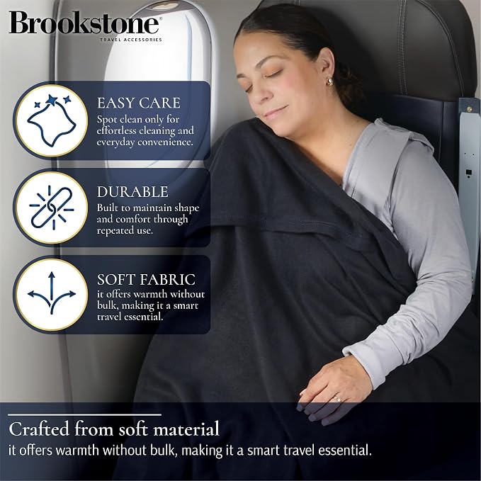 Brookstone Travel Blanket Fleece Throw with Foot Pocket, Compact | Toe Pouch Keeps You Cozy and Prevents Slipping on Long Trips, Folds Into Its Own Sack for Planes, Cars or Camping - Image 3