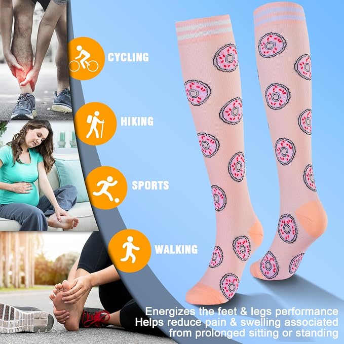 cerpite Compression Socks for Women & Men 6 Pairs Knee High Compression Socks 20-30 mmhg Best for Running,Nurse,Travel - Image 5