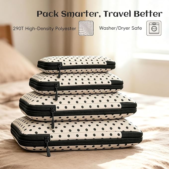 4 Set Compression Packing Cubes for Travel Essentials,Compressible Expandable Packing Cubes for Suitcase, Luggage Organizer Bags for Travel - Image 7
