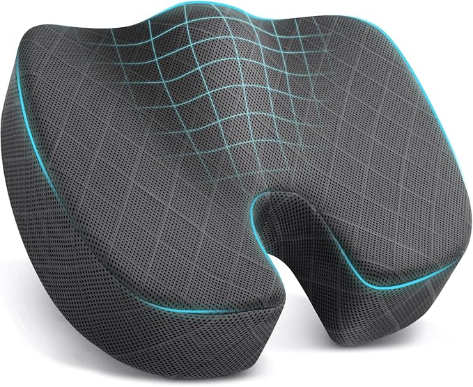 Seat Cushion - for Office Chair, Car Seat, Airplane, Bleacher - Sciatica & Coccyx Pain Relief Desk Chair Cushion for Long Sitting Office Workers, Car Drivers(Grey, XX-Large) | for Car Seat, Airplane, Desk Chair - Sciatica & Hip & Coccyx Pain Relief Cus... by TushGuardSeatCushonsPillows