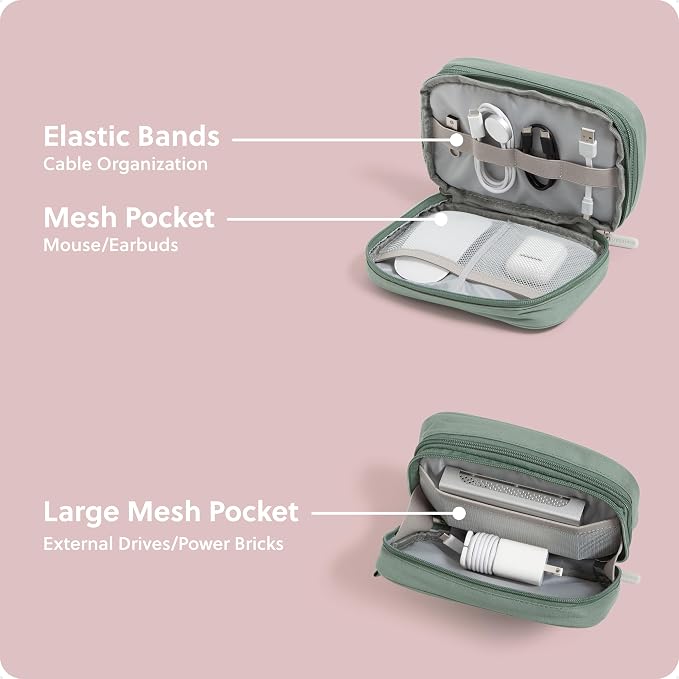 U Brands Electronics Organizer Travel Case, Cord Storage, 7.8" x 5", Green - Image 4
