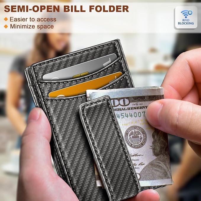 BULLIANT Magnetic Slim Leather Airtag Wallet Money Clip For Men 12Cards | RFID Blocking | Easy Access | Gift Boxed | Pocket Fit - Image 4