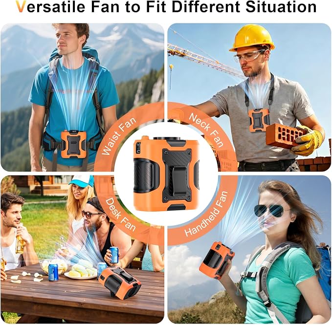 Portable Waist Fan Personal 14500mah 100 Speeds Clip On Shirt Fan Belt | Cooling Device Wearable Cool Body Blow Cold Air Rechargeable Pocket Mini Men Workers Outdoor Travel Hiking Gifts - Image 6
