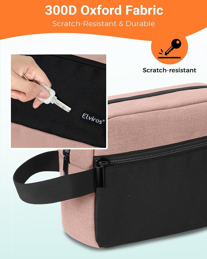 Elviros Travel Toiletry Makeup Bag for Women Hanging Toiletries Dopp Kit Small Bathroom Hygiene Tool and Medicine bag for Traveling Essential Shaving Pouch,Gifts for Women(Pink&Black) - Image 4