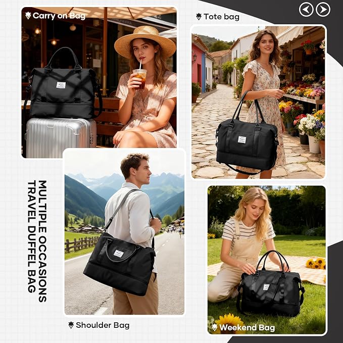 Travel Duffel Bag, Sports Tote Gym Bag, Shoulder Weekender Overnight Bag for Women - Image 8