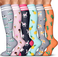 Acture 6 Pack Compression Socks for Women and Men - Knee High for Medical, Running, Nurses, Travel by Acture