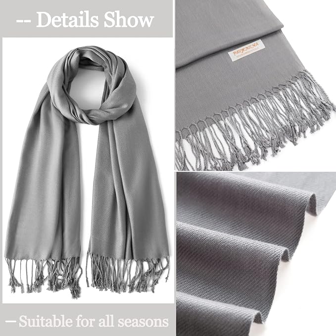 Soft Silky Pashmina Shawl Wraps Solid Colors Scarf for Wedding Evening Dresses - Image 4