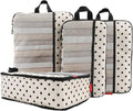 U+U 4 Set Compression Packing Cubes, Travel Organizers (Polka Dot) | Space-Saving & Lightweight Travel by UU