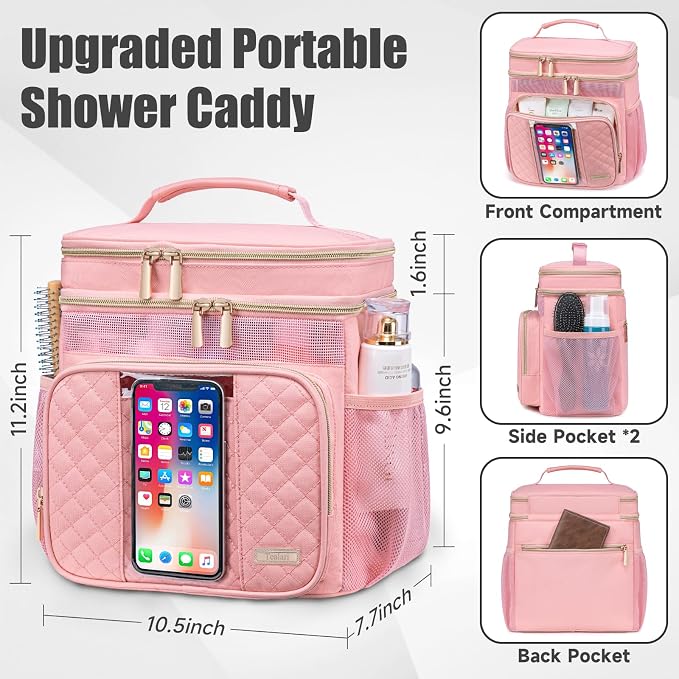 Tealari Large Toiletry Bag for Women Men,Bathroom Bag,Water Resistant Shower Bag,Makeup Bag,Portable Shower Caddy for College Dorm,Hanging Travel Toiletry Bag with Transparent Waterproof Phone Pocket - Image 4