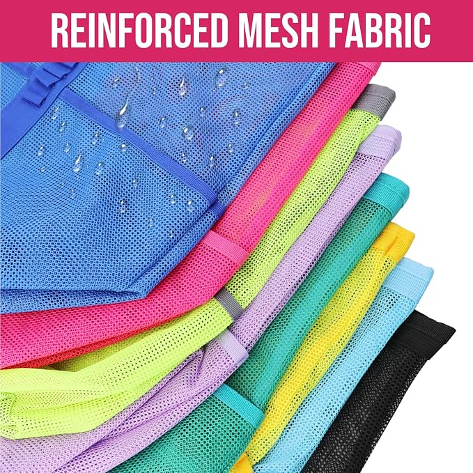 Large Mesh Beach Tote Bag, 9-Pocket Foldable Summer Vacation Beach Bag for Travel, Pool, Gym, Cruise - Image 7