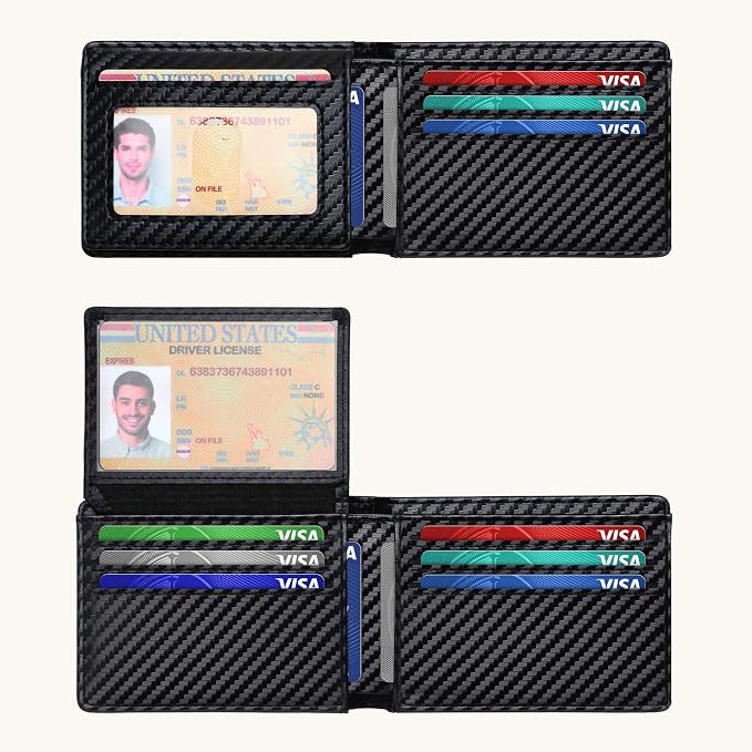 Tipmile Wallet for Men Slim RFID Blocking Credit Card Holder, Minimalist Men Wallets 12 Cards with 2 ID Windows & Cash Slot, Bifold Front Pocket Wallet Gifts for Men - Image 8