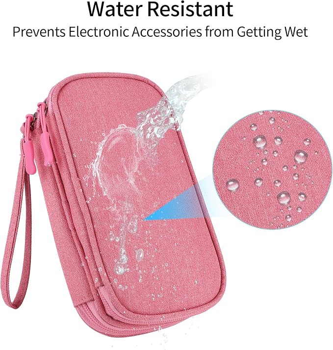 Travel Cable Organizer,Electronics Accessories Organizer Bag,for Charger, Phone, memory card,Travel Gadget Bag-Pink - Image 5