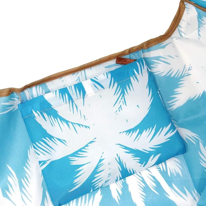 allydrew Large Foldable Tote Nylon Reusable Grocery Bags, Palm Trees in Blue - Image 4