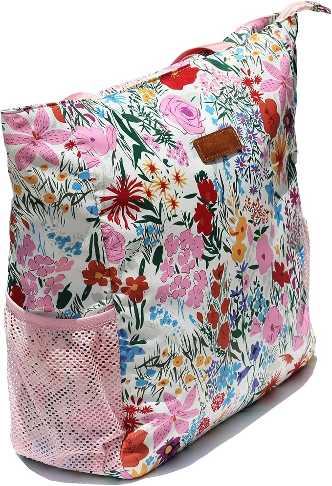 ESVAN Original Floral Water Resistant Large Tote Bag Shoulder Bag for Gym Beach Travel Daily Bags Upgraded - Image 4