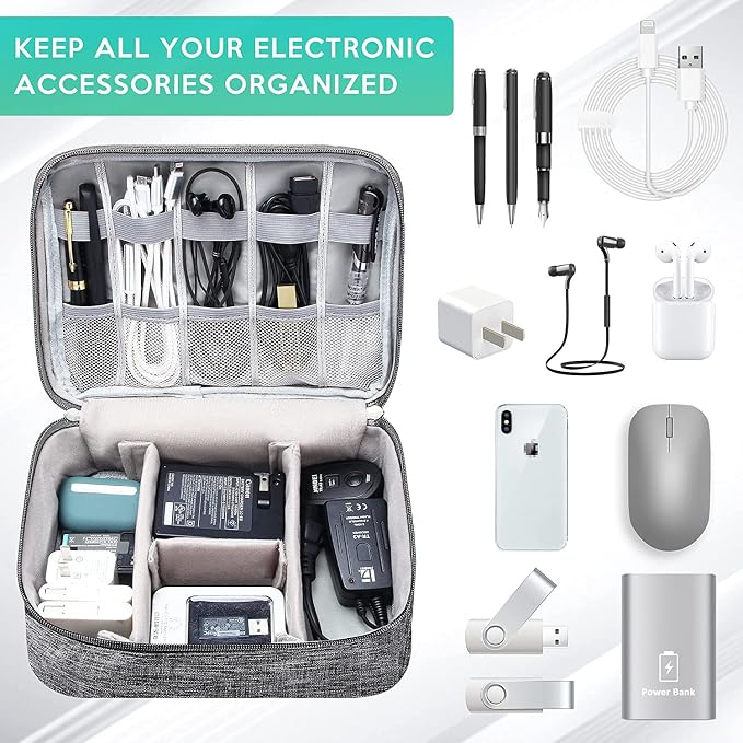 Electronics Organizer Travel Cable Organizer Bag Waterproof Portable Digital Storage Bag Electronic Accessories Case Cable Charger Organizer Case - Image 3