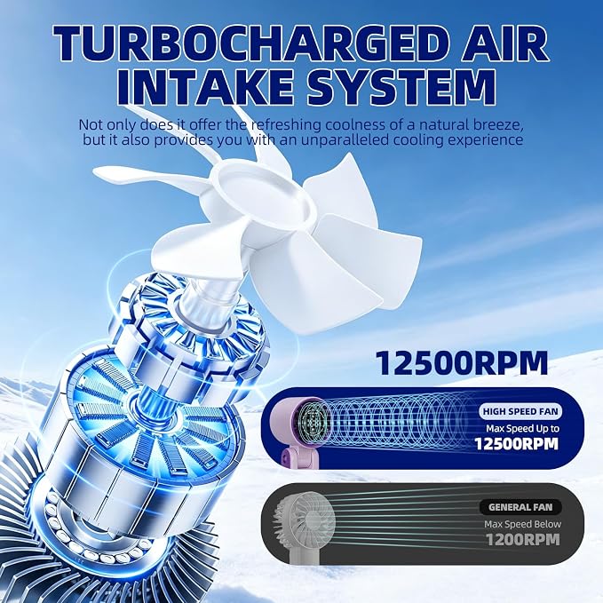 3 IN 1 Portable Handheld Mini Fan, Compact Personal Cooling, 100Speeds, Rechargeable, Quiet Operation, USB-C, for Travel, Office, Outdoor (Beige) - Image 7