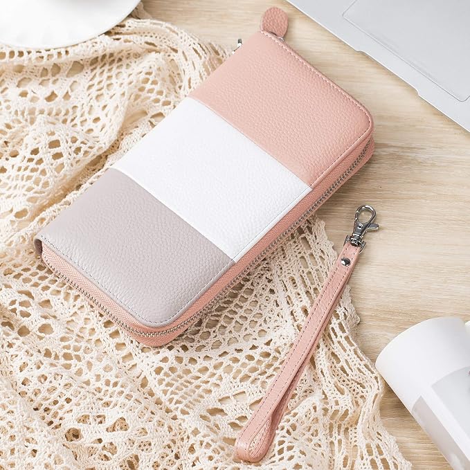 Moflycom Womens Wallet RFID Blocking Genuine Leather Multi Credit Card Large Capacity Zip Around Clutch Travel Purse Wristlet - Image 4