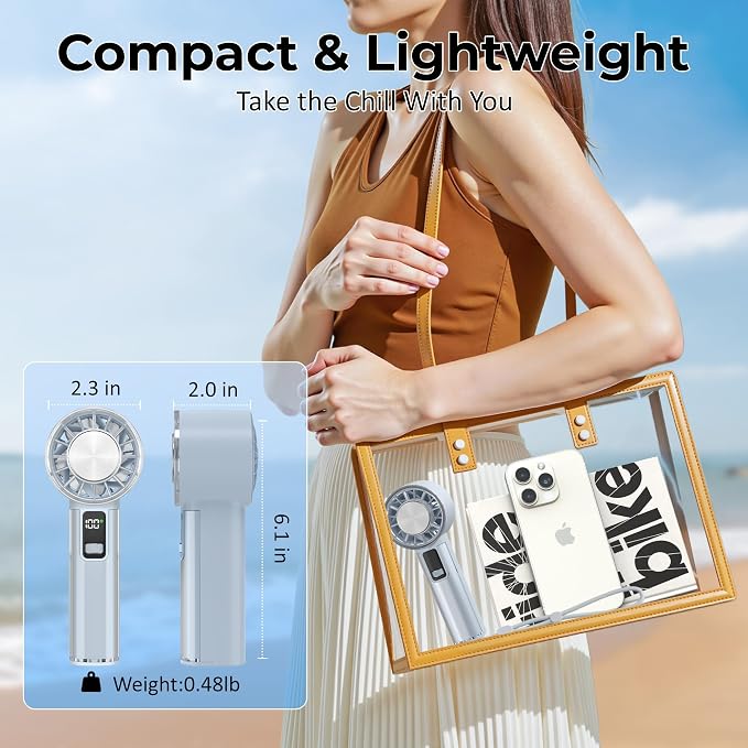 Handheld Fan with Ice Cooler, Mini Portable Fan Rechargeable, 18Hrs Cooling, 0-100 Adjustable Speed, Small Yet Powerful, Personal Hand Fans for Travel, Beach, Outdoor, Makeup, Gifts for Women - Image 6