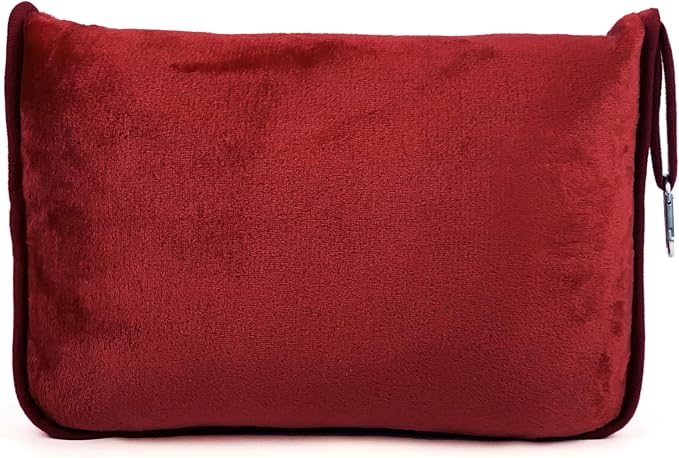 ShezPretty Premium 2in1 Soft Travel Blanket Pillow with Airline Hand Luggage Sleeve and Backpack Clip Airplane (Burgundy) by ShezPretty