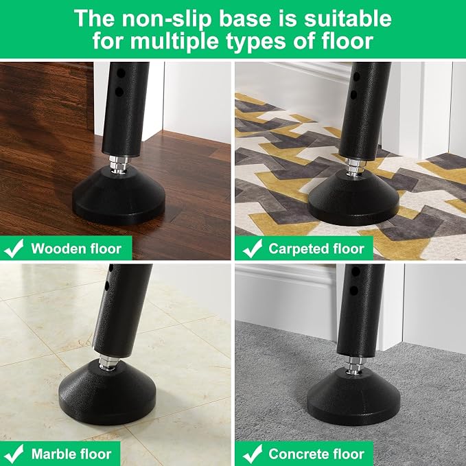 Door Stoppers Security Bar & Sliding Glass Door Lock Keep Your Home Security, Adjustable Jammer with Interchangeable Caps & Rubber Tips, Ideal for Apartment, Home and Travel Protection,Black(2Pack) - Image 4
