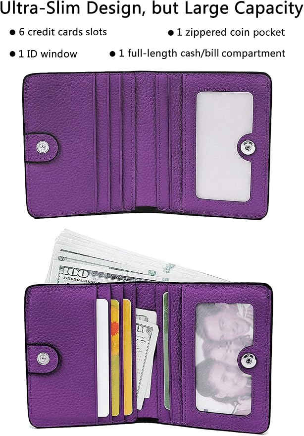 Small Leather Wallet for Women, Ladies Credit Card Holder RFID Blocking Women's Mini Bifold Pocket Purse - Image 2