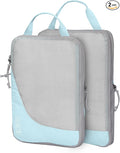 6 Set/ 4 Set/ 2 Set Compression Packing Cubes Travel Essentials Lightweight Nylon Luggage Suitcase Organizer Bag Light Blue 2PCS by HynesEagle