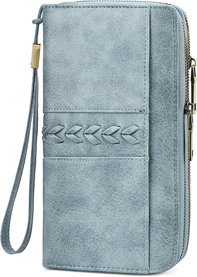 Wallets for Women Trifold Wristlet Wallets Large Capacity RFID Blocking Ladies Purse Credit Card Holder by FALANMULE