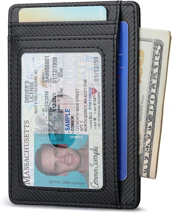 Buffway Slim Minimalist Front Pocket RFID Blocking Leather Wallets for Men and Women - Peak Black - Image 2