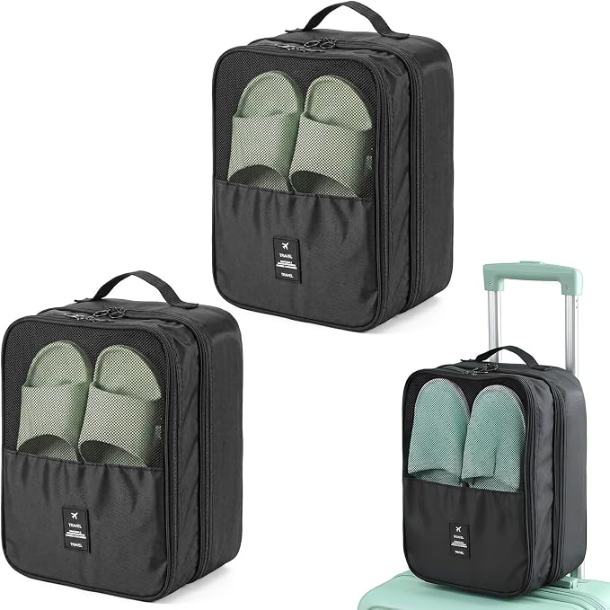 3-Pack Shoe Bags for Travel, Waterproof Shoes Storage Pouch with 3 Layers, Holds 3 Pairs of Shoes, Portable Shoe Organizer for Women & Men (Black) - Image 8