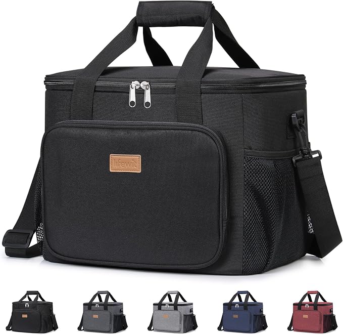 Lifewit Large Lunch Bag, Insulated Lunch Box, Soft Cooler Cooling Tote for Adult Men Women, Black 40-Can (24L) by Lifewit