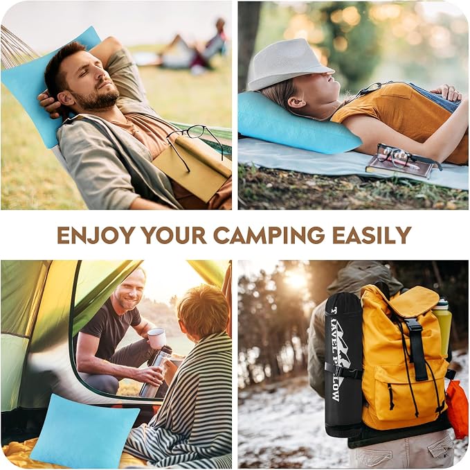 Small Shredded Memory Foam Pillow, Camping Pillow Travel Pillow - Compressible Medium Firm, Breathable Cover, Ideal Backpacking Hiking, Airplane and Car (Sky Blue, M) - Image 7